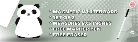 NOURISH Plastic Panda Magnetic Whiteboard With Marker - 6X5 Inches ...