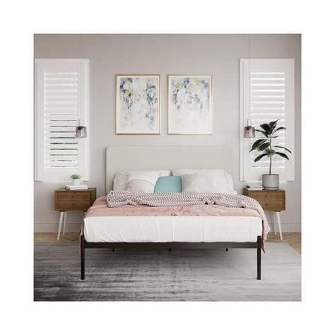 Buy DHP Tahani Mixed Material, Full, Black/Gray Linen Bed Online at ...