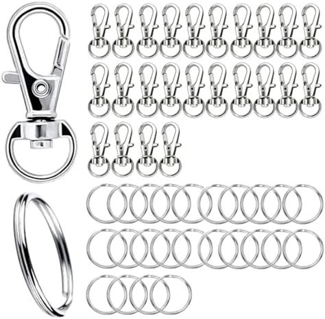 25 Sets Keychain Hook, Lobster Clasps for Key Chain Making Kit ...