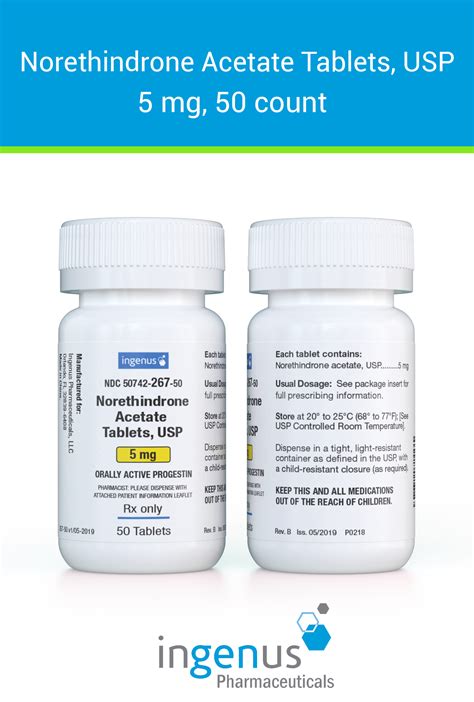 Norethindrone Acetate Tablets, USP – Ingenus Pharmaceuticals