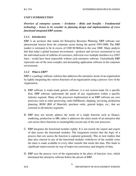 Enterprise Resource Planning-1 - 6 UNIT I INTRODUCTION Overview of ...