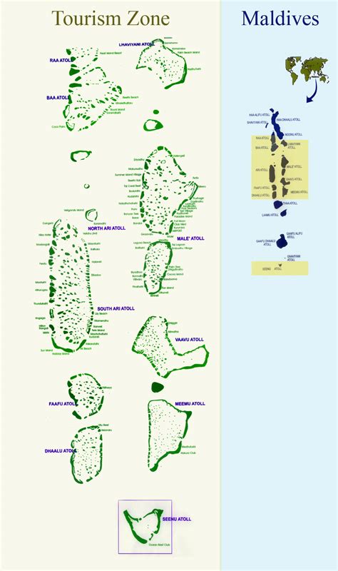 Detailed tourism zone map of Maldives | Maldives | Asia | Mapsland | Maps of the World