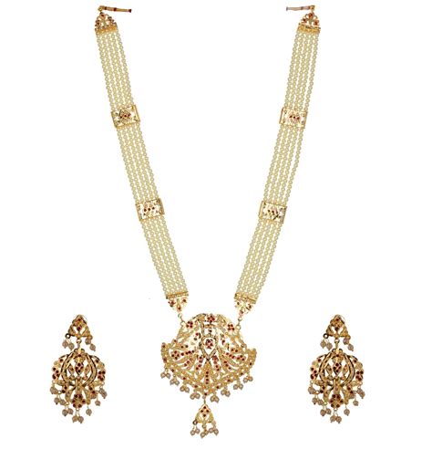 Lucky Jewellery Designer Navratan Magenta Gold Plated Guluband Necklace ...