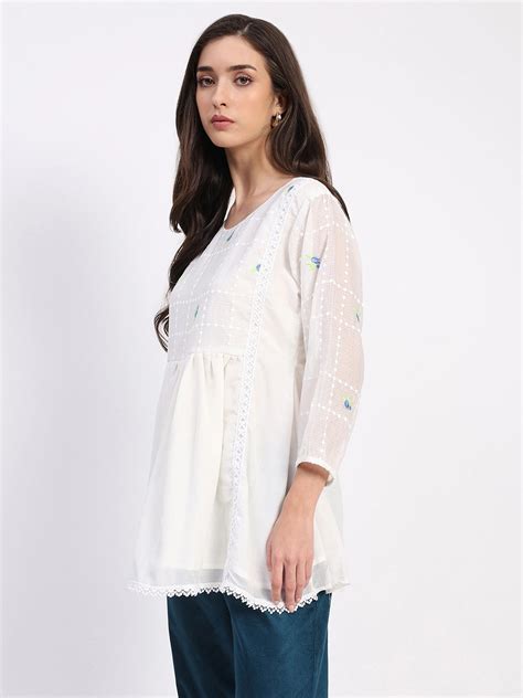 White Lace-Pleated Tunic – Global Republic