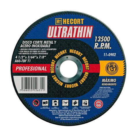 Paquete de 50 Disco de corte Acero Inoxidable 4 1/2" x 3/64" x 7/8" A60 ...