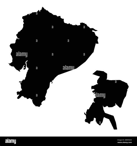 Vector map Ecuador and Quito. Country and capital. Isolated vector Illustration. Black on White ...