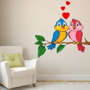 LANSTICK 106.68 cm TWO BIRDS WITH HEART STICKER Self Adhesive Sticker ...