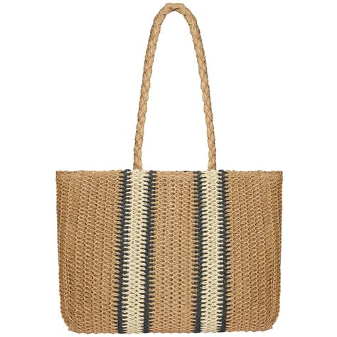 Buy Cream Raffia Fabric Shopper Bag Online - Accessorize India