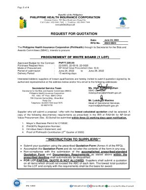 Fillable Online REQUEST FOR QUOTATION - Philippine Health Insurance ...
