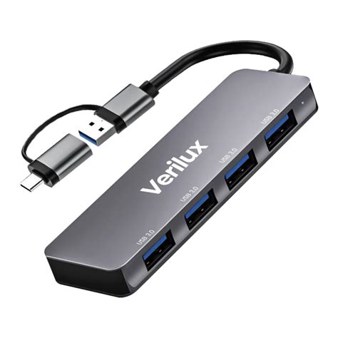Verilux® USB 3.0 Hub with USB C Adapter 4 in 1 USB Hub for Data ...