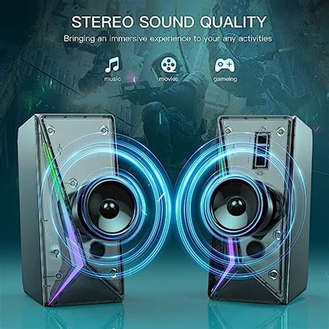 Buy LLEVTIC Computer Speakers, Desktop Speakers with 6 Colorful RGB ...