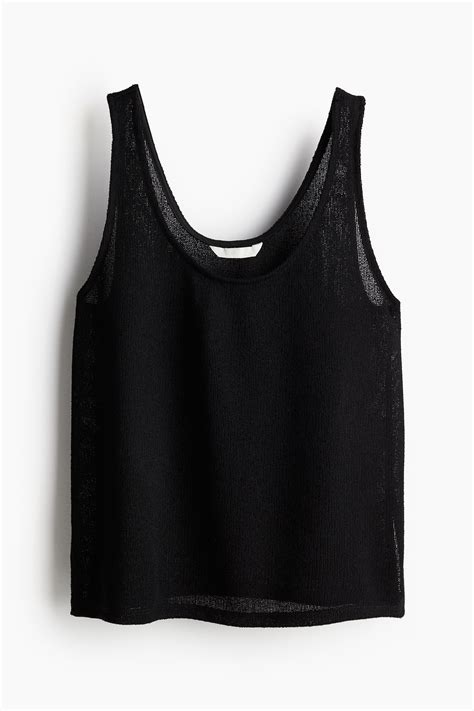 Knitted vest top - Black - Ladies | H&M IN