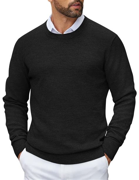 COOFANDY Mens Crewneck Sweater Pullover Knit Sweater Lightweight ...