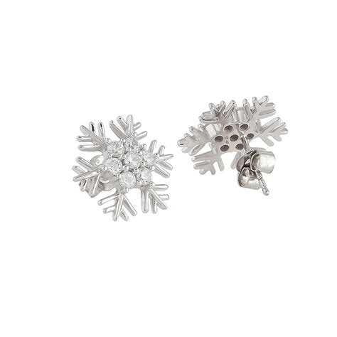 925 Sterling Silver Snowflake Stud Earrings – VOYLLA