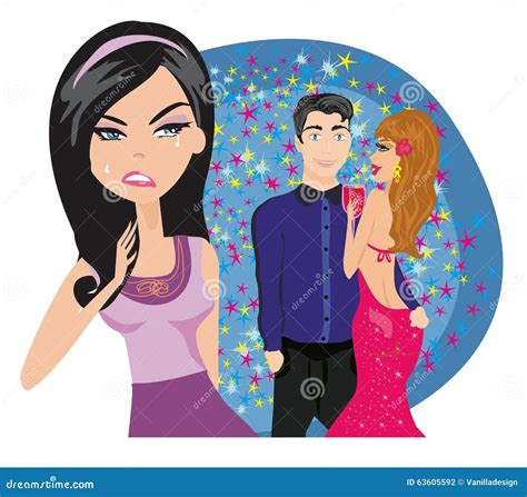 Woman Jealous on a Happy Couple Stock Vector - Illustration of ...