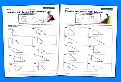 Special Right Triangles Worksheets—Printable — Mashup Math