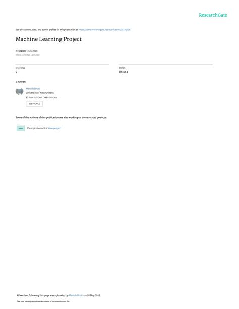 Manish Bhatt 2451137 Project IV - See discussions, stats, and author ...