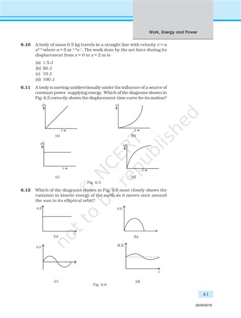 NCERT Exemplar Class 11 Physics Chapter 6 - Work, Energy, and Power