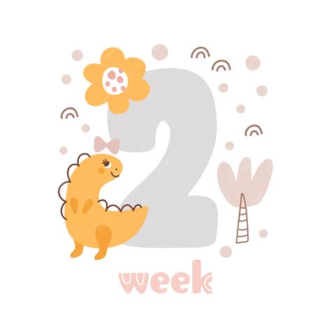 Premium Vector | 2 two week baby girl anniversary card newborn metrics ...