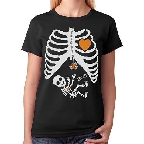 Halloween Pregnant Skeleton Xray Costume Women T Shirt Good Quality ...