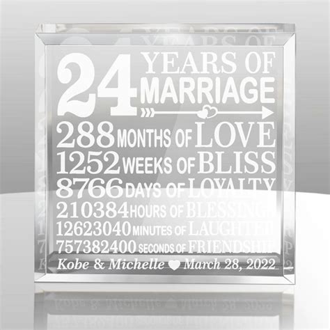 PERSONALIZED - 24 Years of Marriage Engraved Acrylic Keepsake ...