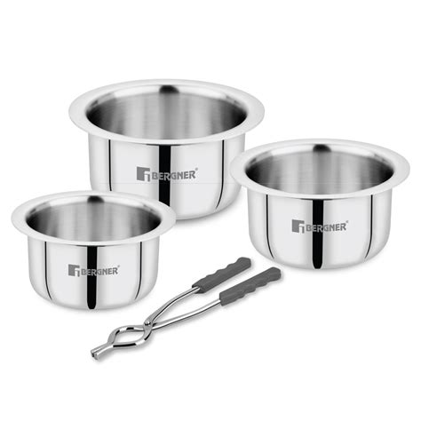 Argent TriPly Stainless Steel 3 Pcs Tope Set with Free Pakkad - Full I
