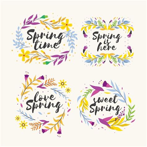 Collection of labels with spring thematic | Free Vector