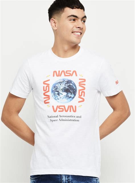 Buy MAX Men Nasa Printed Crew Neck Ultra Slim Fit T-shirt Online at ...