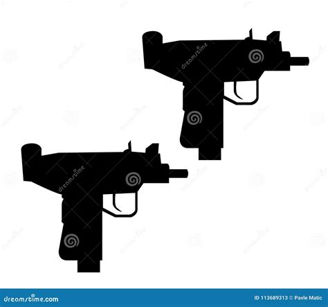 Two Micro Uzi Guns Silhouettes Stock Vector - Illustration of military ...