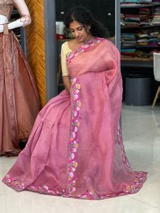 Floral Embroidered Organza Saree | SBS818