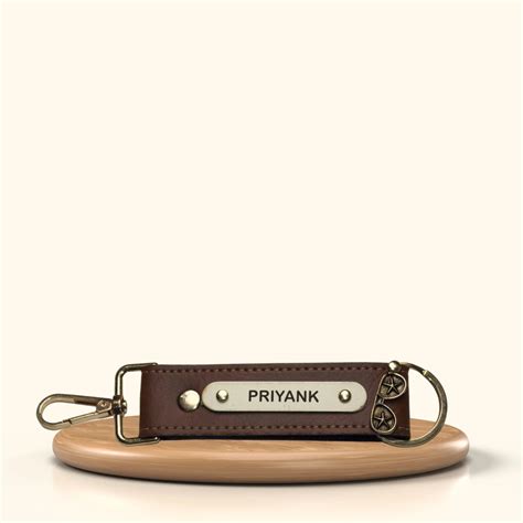 Personalized Vegan Leather Keychain with Hook - Brown | Your Gift Studio