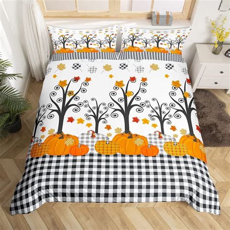 Amazon.com: Fall Pumpkin Harvest Duvet Cover Set Queen Size,Kids Adults ...