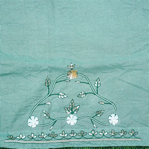 Neptune Green Pure Tissue Silk Pearl & Sequin Embroidery Saree – Khinkhwab