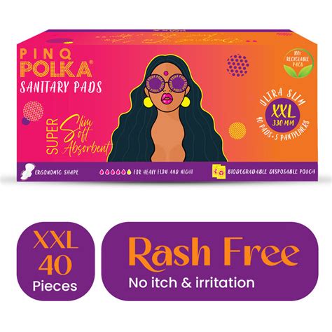 Buy PINQ POLKA Ultra Sanitary Pads Organic Cotton Soft Feel Rash Free ...