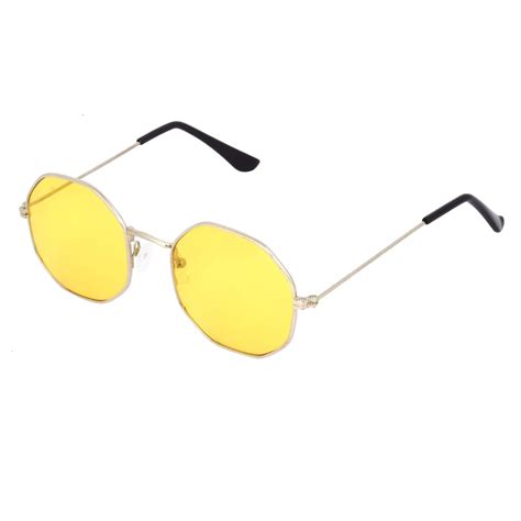 Buy Dervin Silver Yellow UV Protection Octagonal Sunglasses/Frame For ...