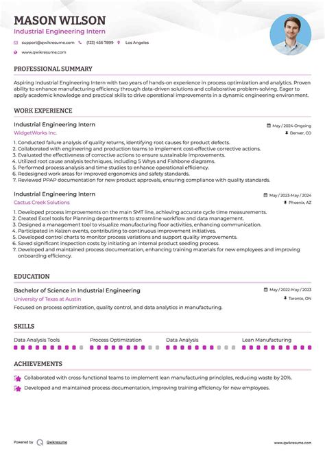 10+ Industrial Engineering Intern Resume Samples & Templates for 2025