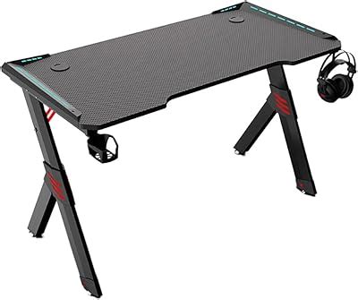 SYGA L-Shaped Gaming Table Desktop Computer Desk with RGB LED Lights ...