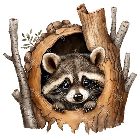 Adorable Raccoon Digital Clipart - Cute Woodland Animal PNG for ...