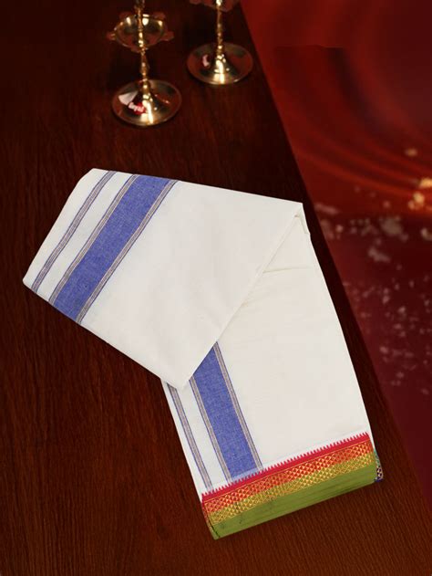 Men Kora Cotton Fancy Jari Border Panchakacham with Angavasthram (9+5 ...