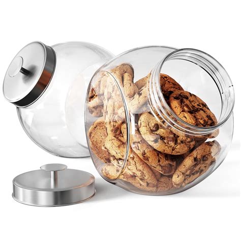 Buy KooK Glass Penny Jars, Angled Kitchen Counter Canisters, Large ...