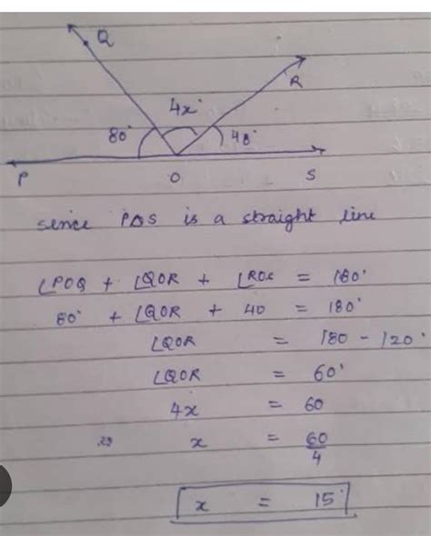 @ In the following figure POS is a straight line find the value of x ...