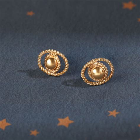 Starry Splendour 18KT Ringed Planet Stud Earrings