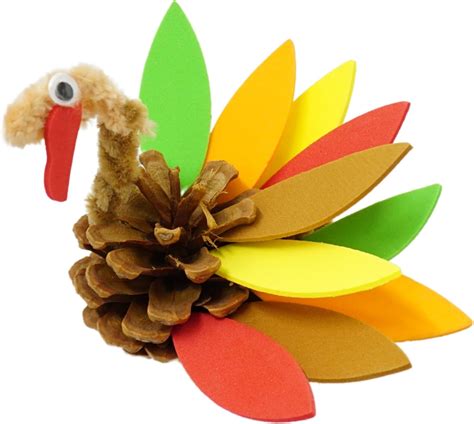 4E's Novelty 12 Pack Pinecone Turkey Craft Kit - DIY Thanksgiving ...