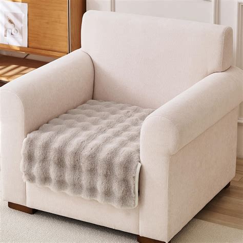 HOKIPO 'FurHug' Luxury Faux Rabbit Fur Anti Slip Sofa Mat for 1 Seater ...