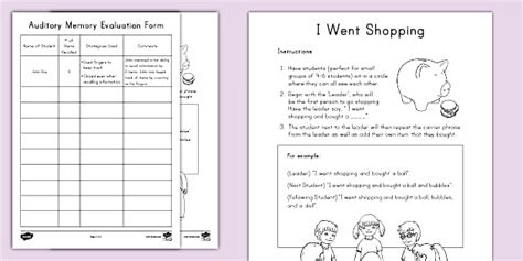 I Went Shopping Worksheet