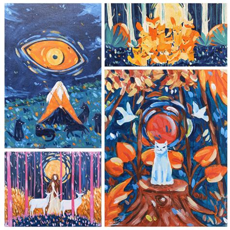 Some of my paintings with Orange, Blue colour combination : r/BrokeHobbies