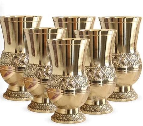 Buy Diamond Steel Royal Glass Set for Water, Juice Glass| Water Brass ...