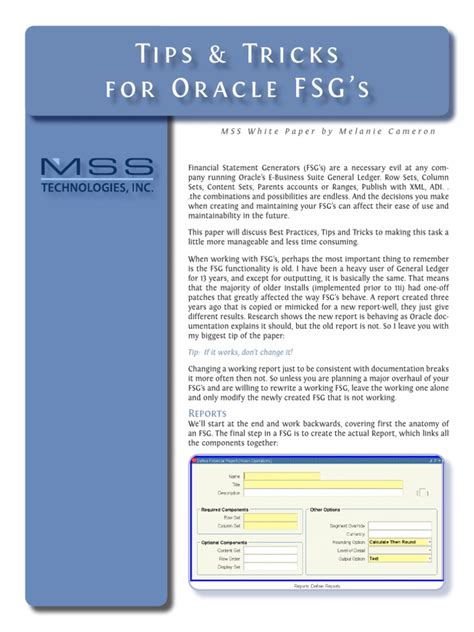 Image result for Oracle FSG Tutorial