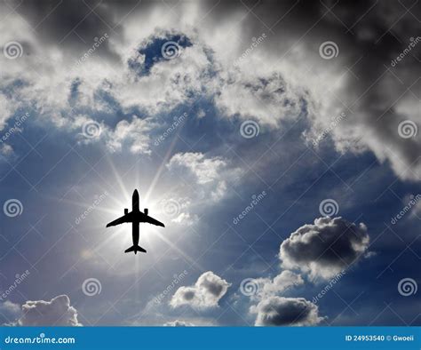 Airplane in the sky. stock photo. Image of airborne, destination - 24953540