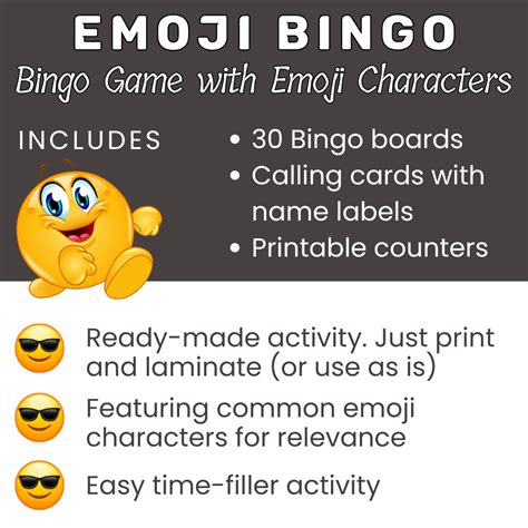 Printable Emoji Bingo Emoji Bingo Card